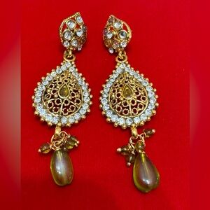 Gold and green earrings